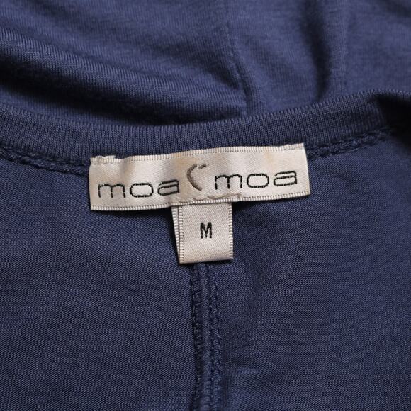 Moa Moa Blue Strappy V Neck Tunic Tee High Low Hem Split Side Seams Top Size M - Picture 5 of 7